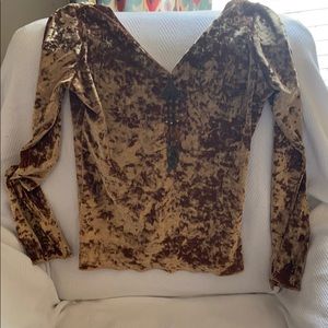 Velvet Double V-Neck w/Jewelry Detail